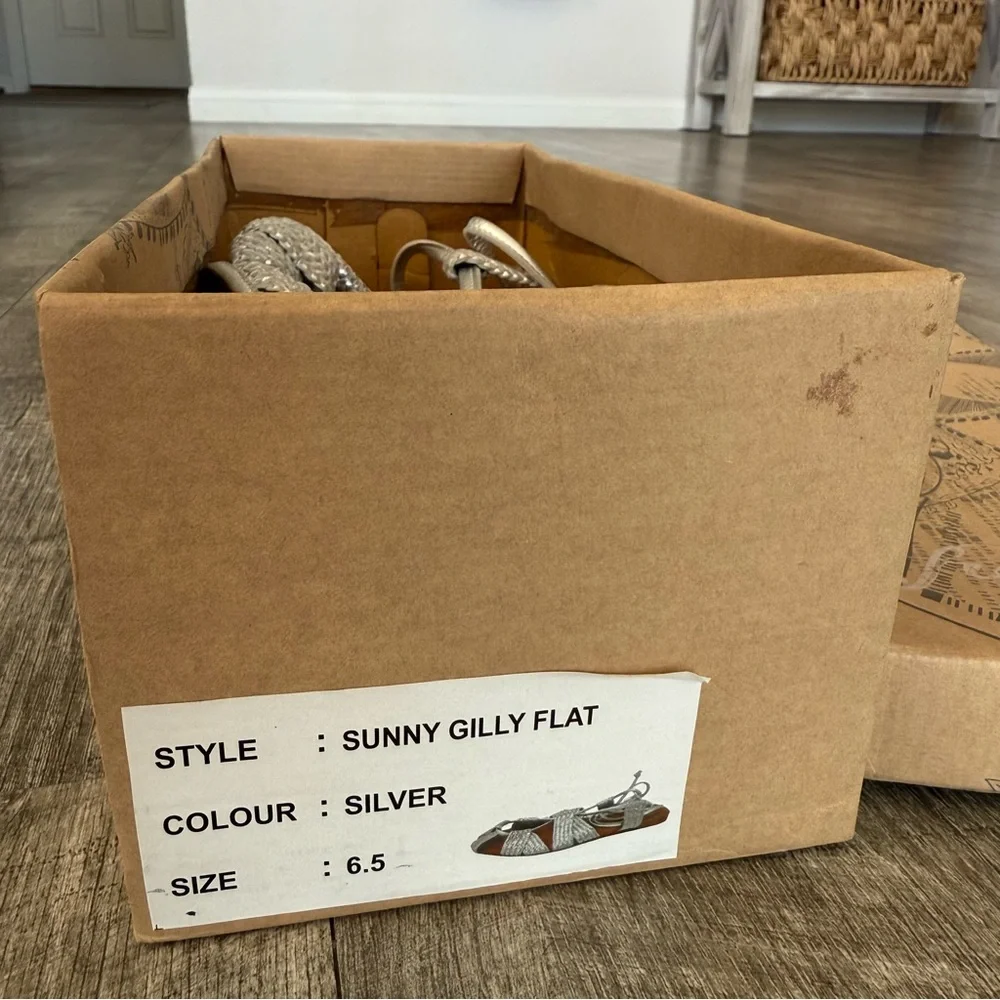 Free People Sunny Gilly Flat in Silver Leather